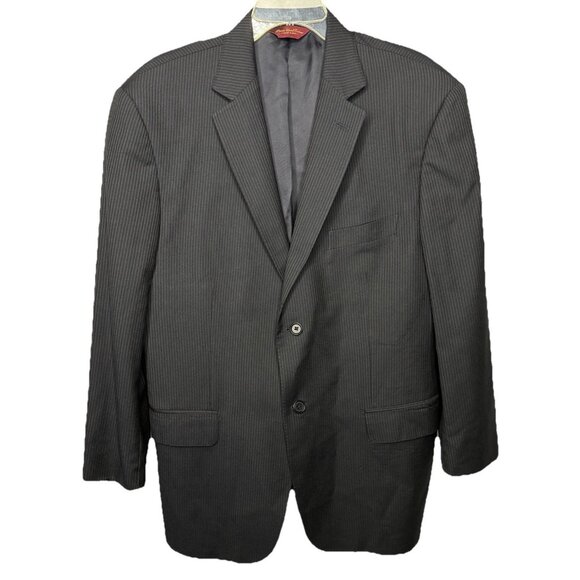 Pronto Uomo Couture Blazer Men's 44R Black Pinstripe Wool Italy Classic‎ Fit - Picture 1 of 13